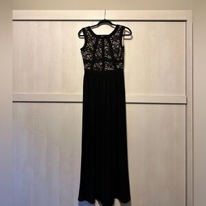 Long black dress with lace details